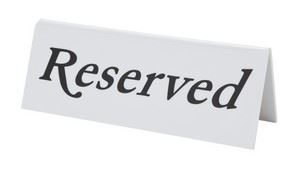 Picture of PLASTIC RESERVED SIGN WHITE/BLACK 1X10